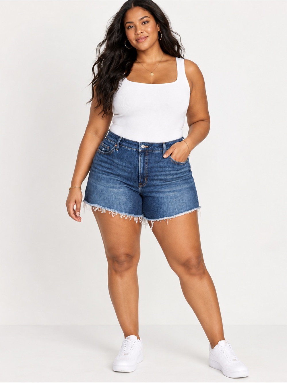 Old Navy High-Rise Curvy OG Straight Cutoff Denim Shorts Size 20 Blue